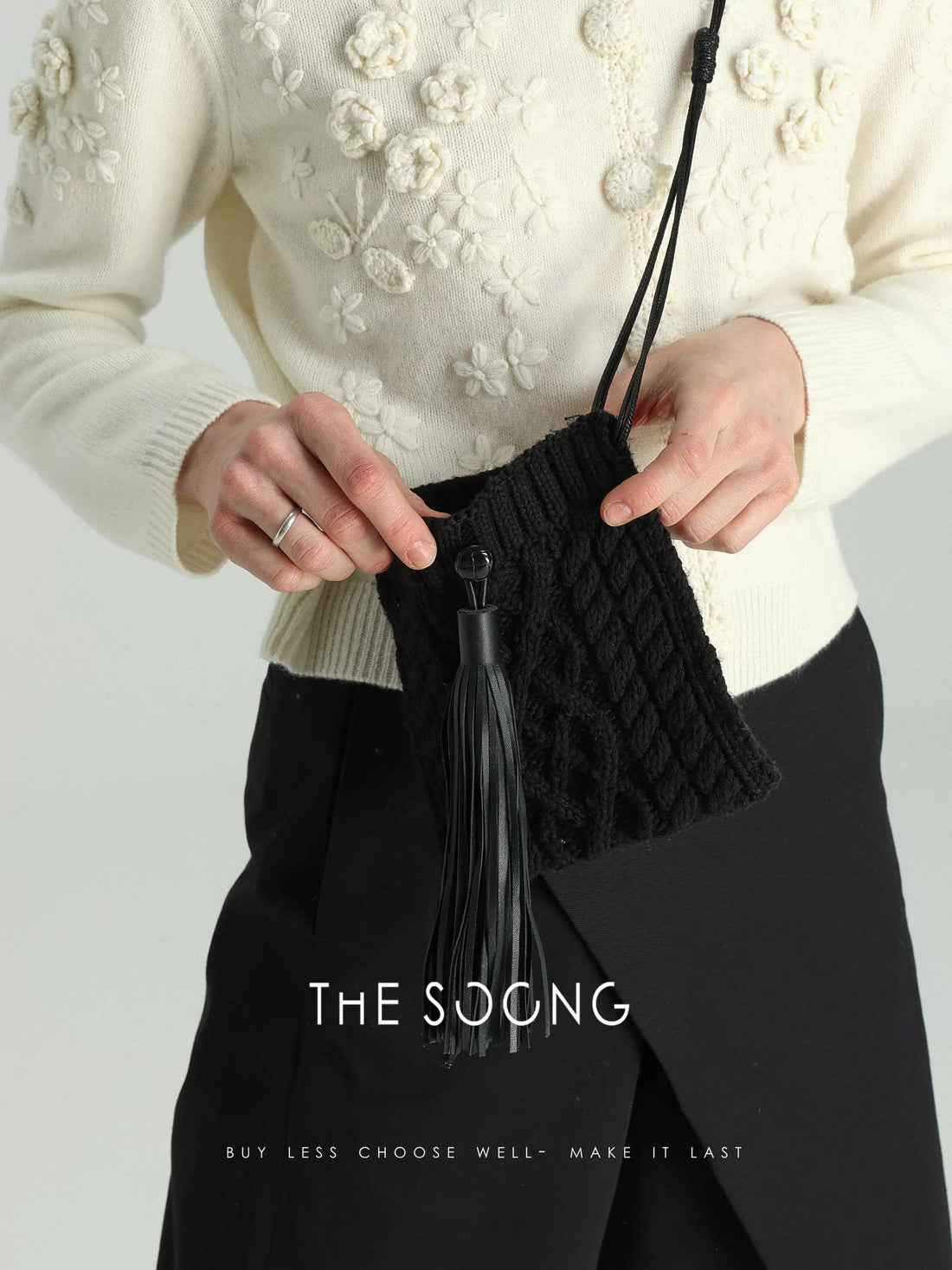 THESOONG/handmade series, adjustable multi-needle wool knit warm versatile shoulder bag 6051