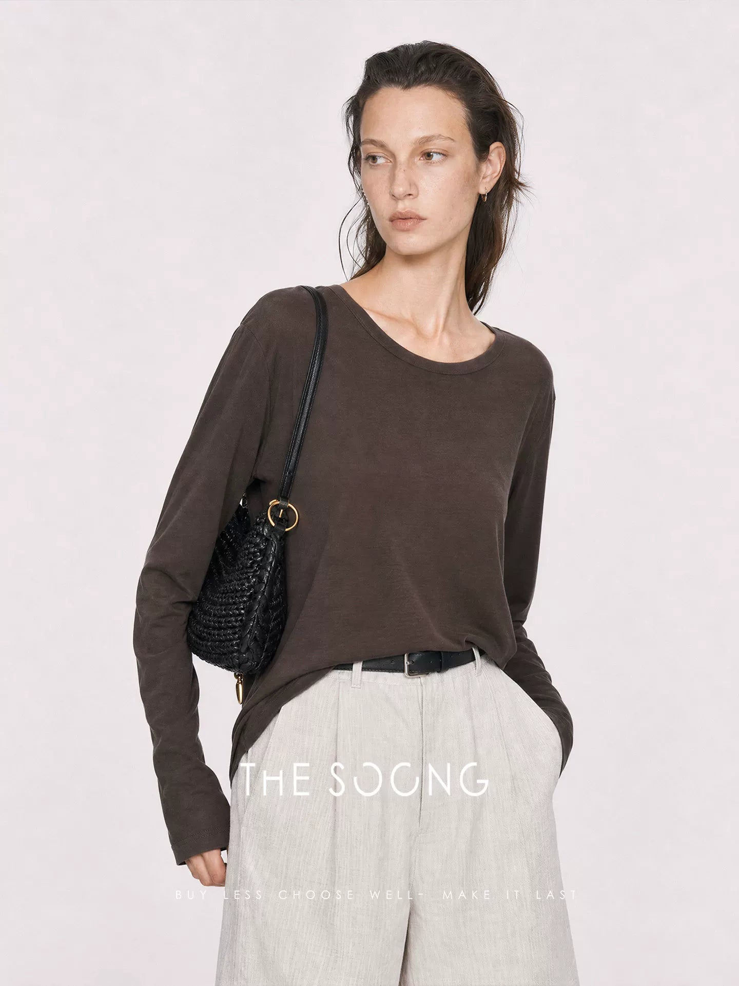 THESOONG / Summer Savior Tencel Linen Blend Silky Draped Anti-Pilling Breathable Long Sleeve T-Shirt 9121
