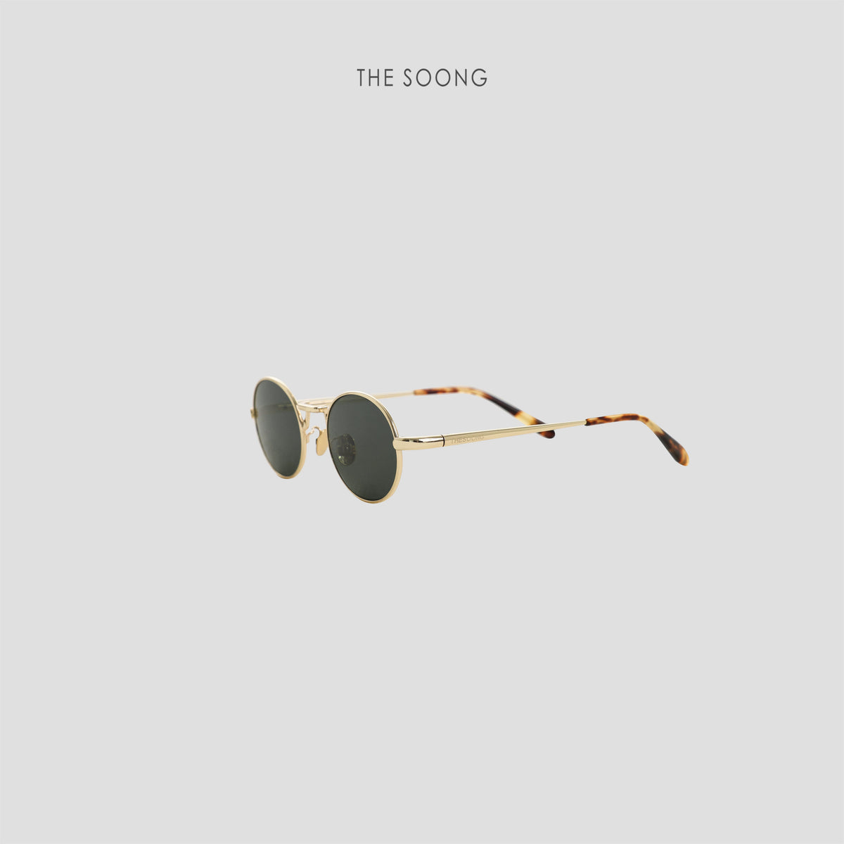 THESOONG/Modern Glasses, White Copper Metal Round Frame, Tortoiseshell Temples Sunglasses 9226