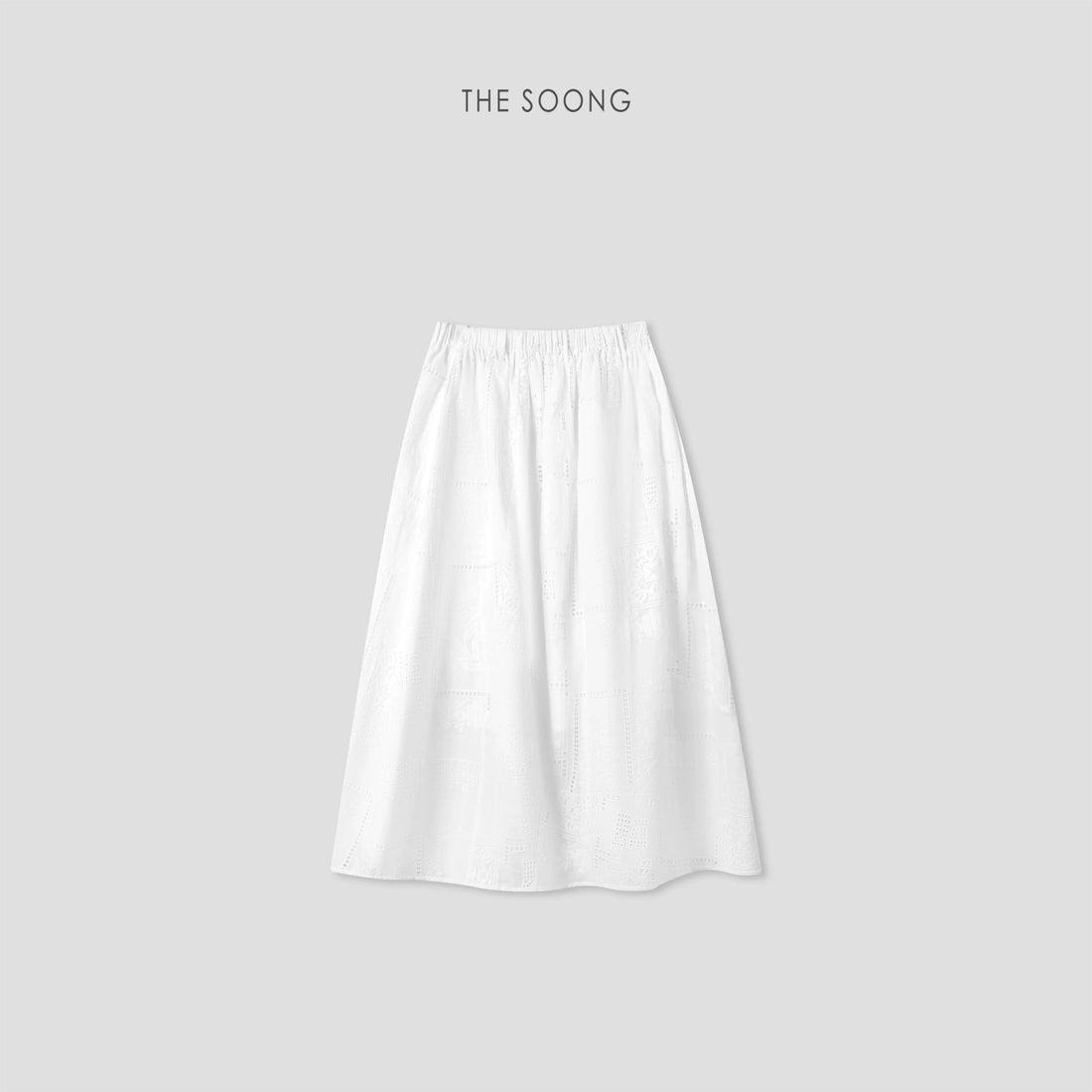 THESOONG/自在呼吸 夏季100%苎麻轻盈梭织蕾丝边松紧腰半身裙8629