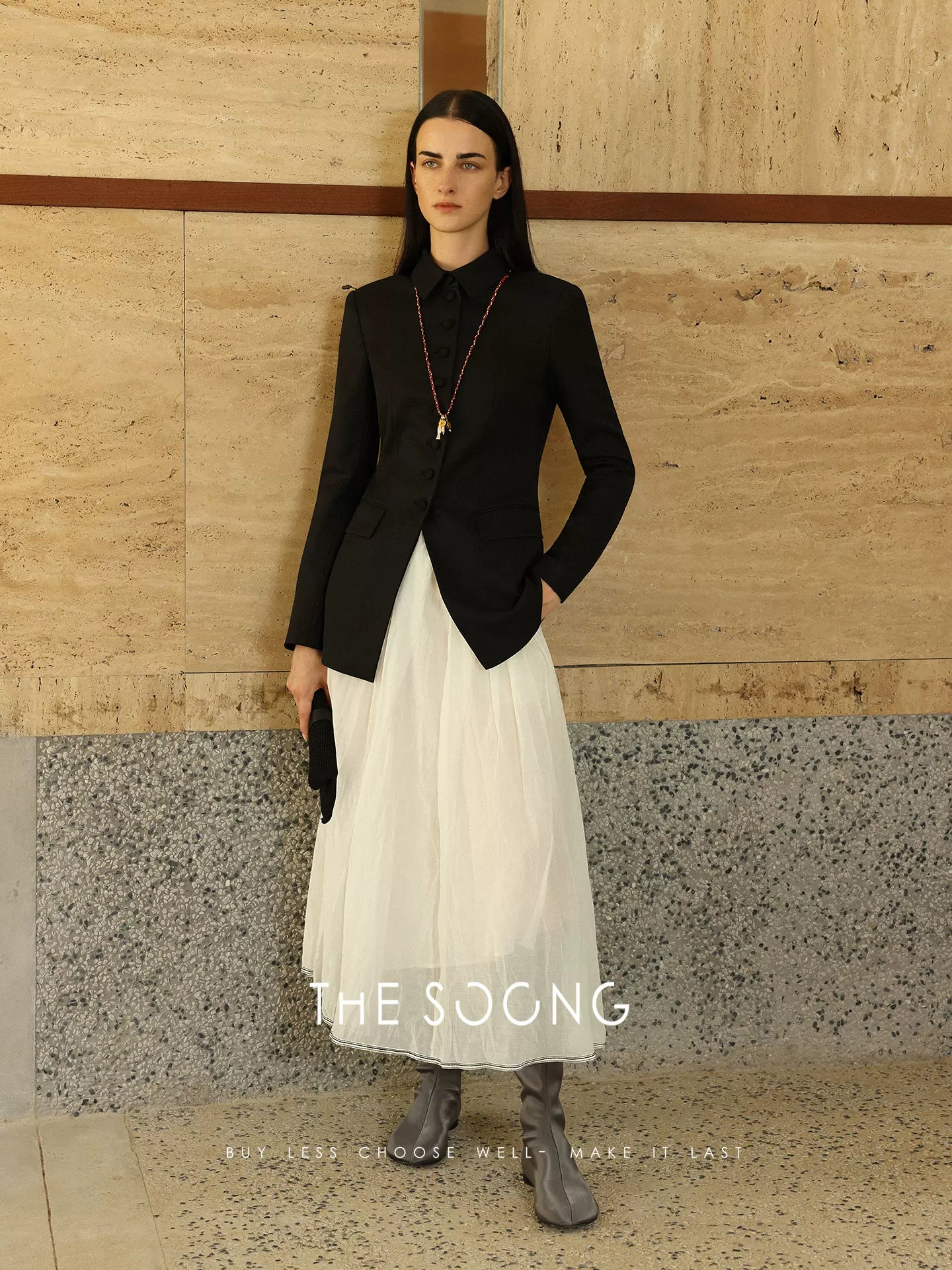 THESOONG/Early Autumn Outfit Mulberry Silk Mid-Waist Skirt for Women Mesh Skirt Versatile Casual HBQZ6674