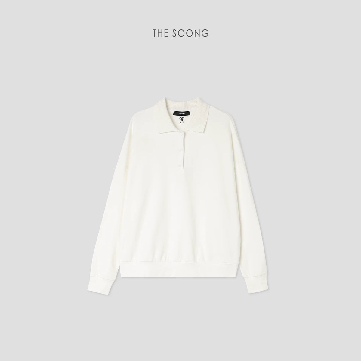 THESOONG/Attitude Interpretation Classic Skin-Friendly Soft Color-Block Knit Collar Loose Sweatshirt for Women 7494