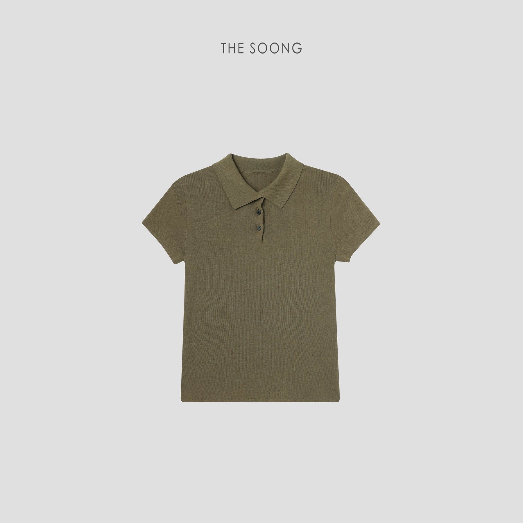 THESOONG / 100% pure cotton double-yarn interwoven women's short sleeve T-shirt, versatile polo Henry shirt 7375