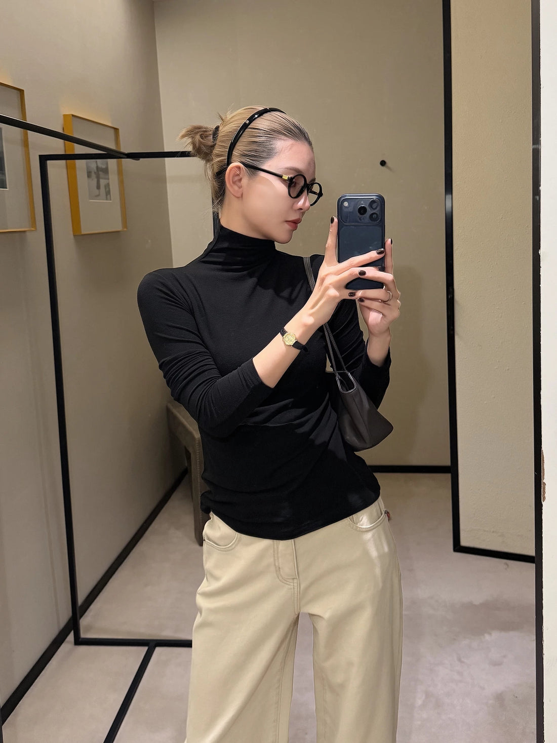 THESOONG/Heating 50S high-twist cashmere-feel semi-high-neck base sweater for women 9553