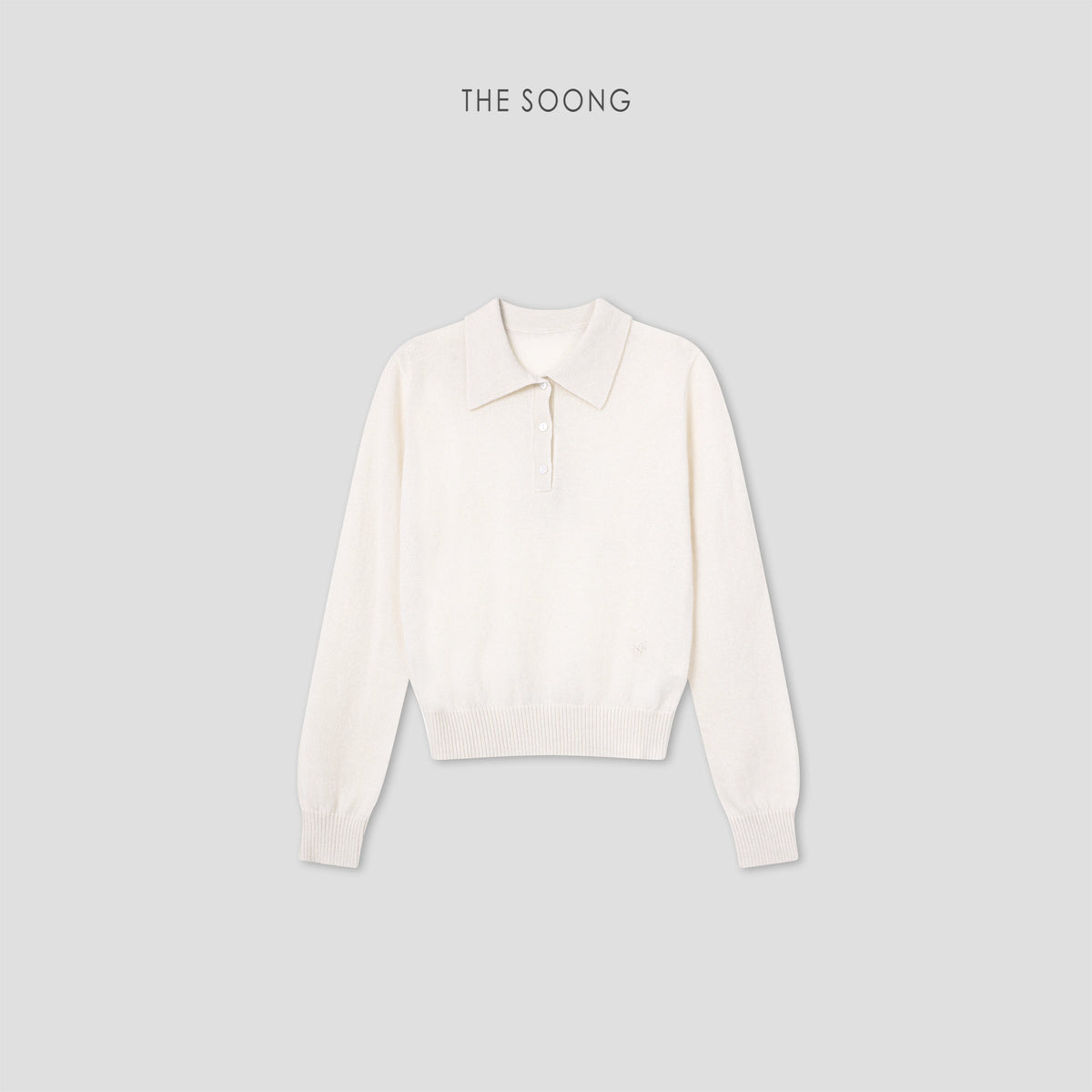 THESOONG/Warm Time Autumn and Winter 100% Cashmere Embroidered Polo Collar Women’s Sweater 9233