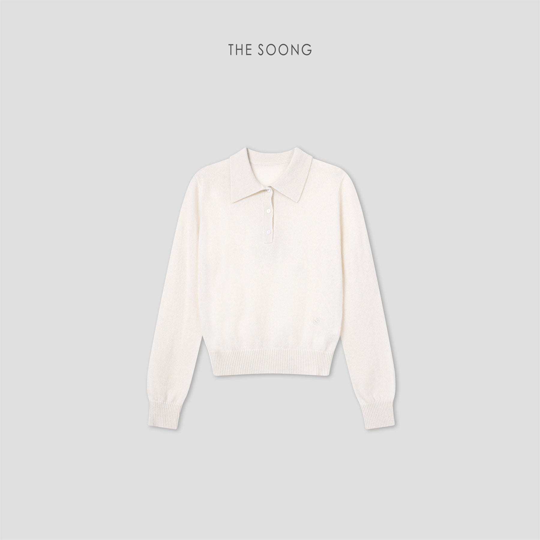 THESOONG/Warm Time Autumn and Winter 100% Cashmere Embroidered Polo Collar Women’s Sweater 9233