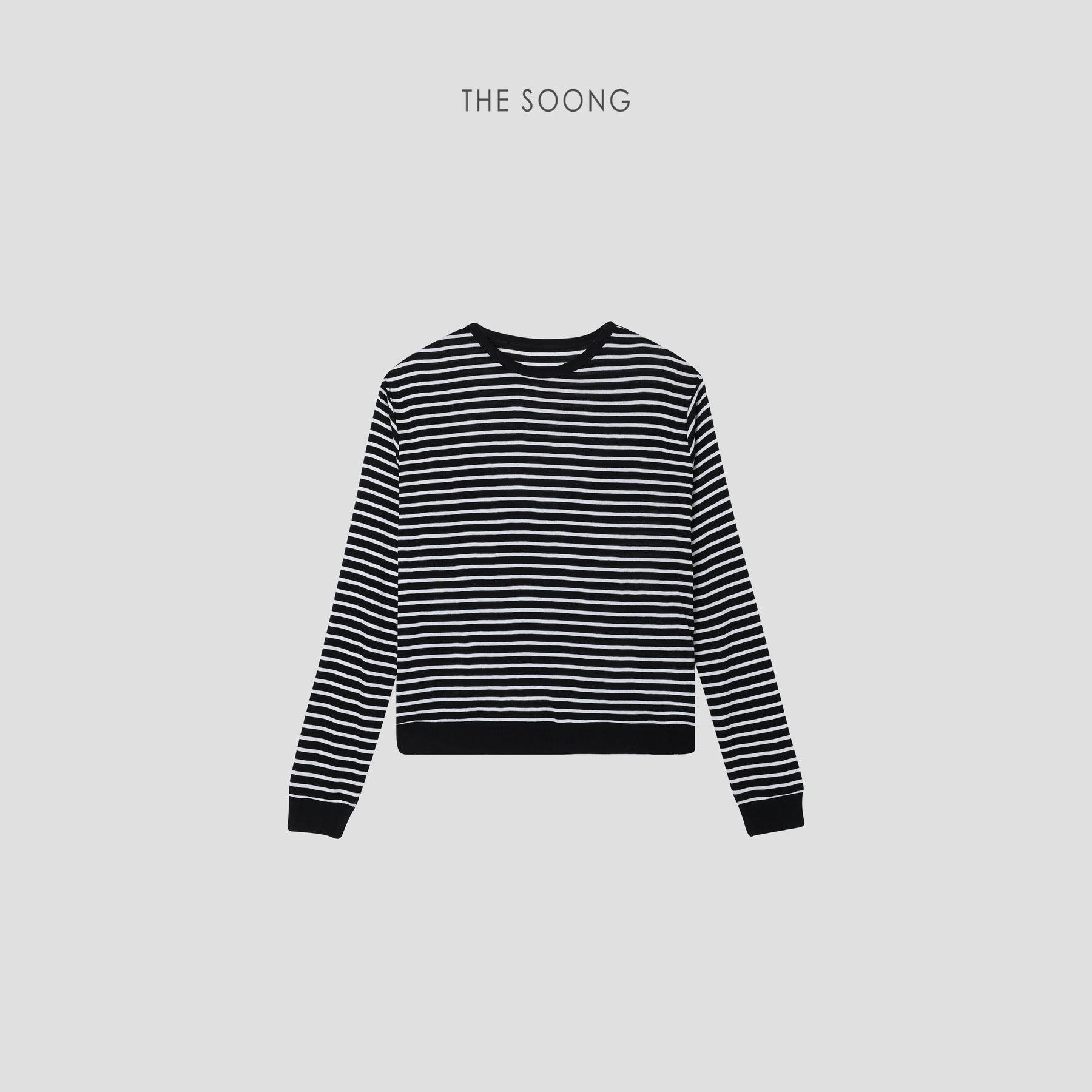 THESOONG/Line Aesthetics Zebra Stripe High-Weave Tencel Wool Summer Thin Long Sleeve Round Neck T-Shirt 2946