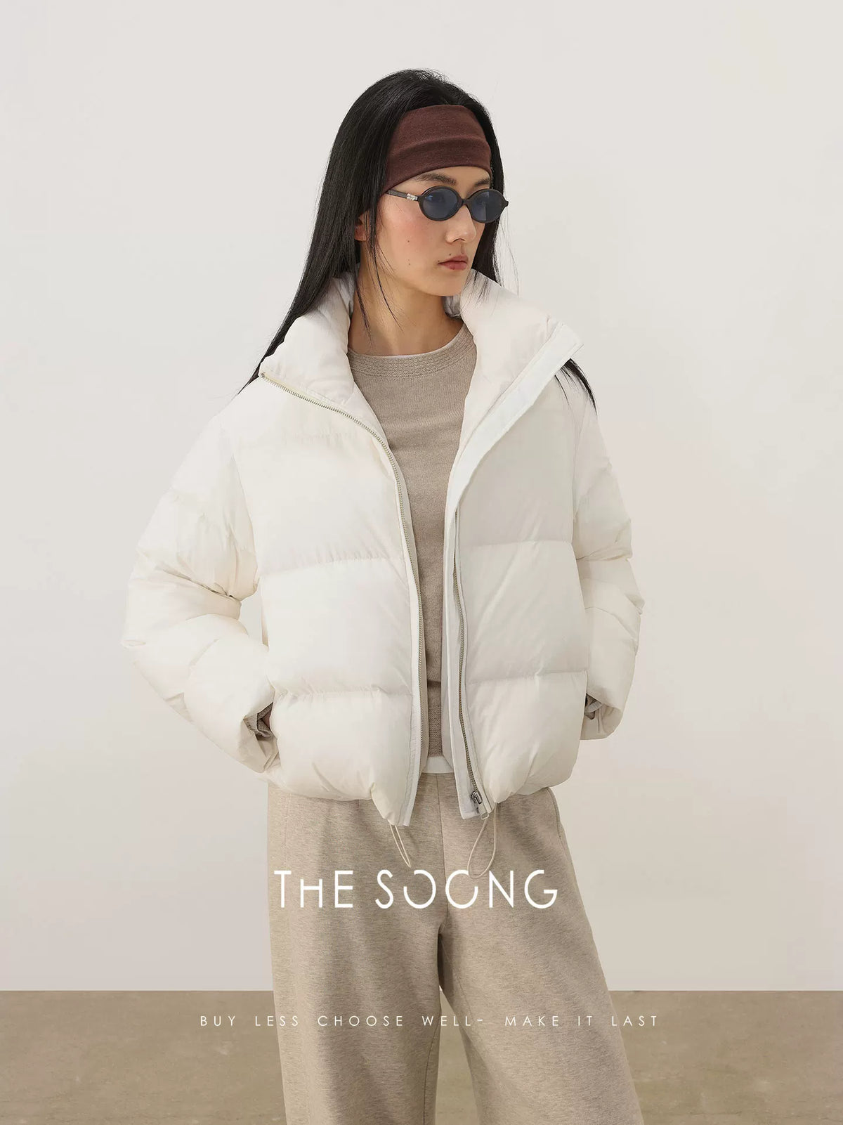 THESOONG / New Women's Custom Three-proof 95 Goose Down Warm Stand Collar White Down Jacket 8293
