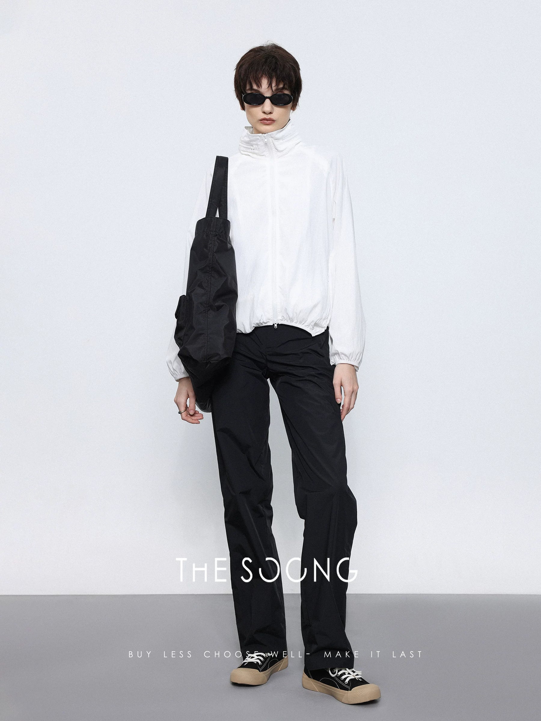 THESOONG/breeze blowing, simple, lightweight, breathable thin Tencel sun-protective versatile zipper short jacket