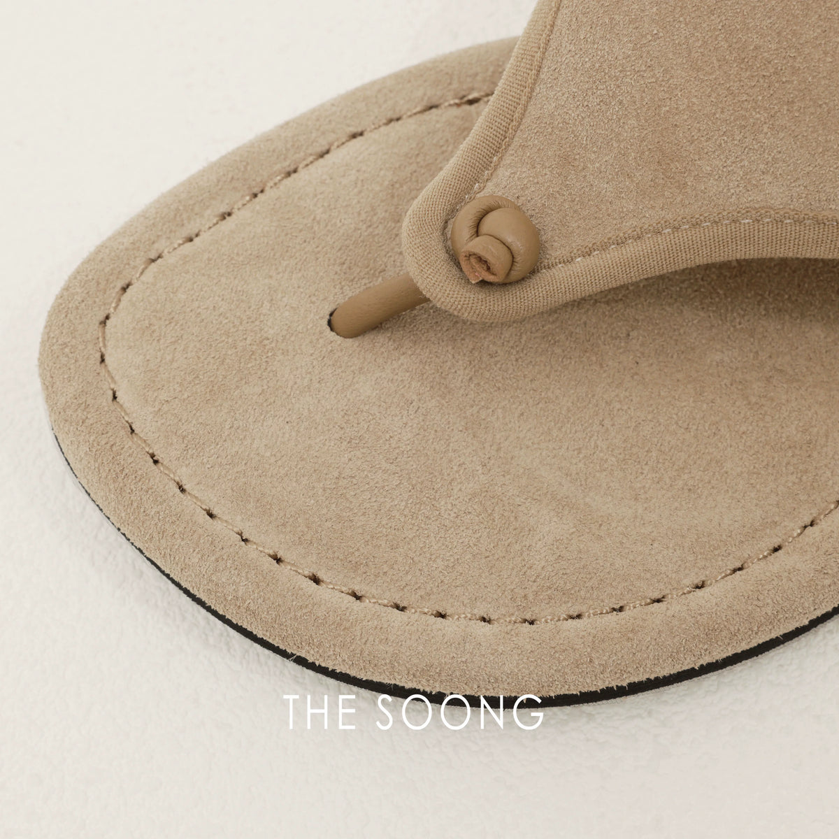 THESOONG / "Lazy High-End" Soft Anti-Slip Suede Leather Toe-Clip Flat Sandals 8855