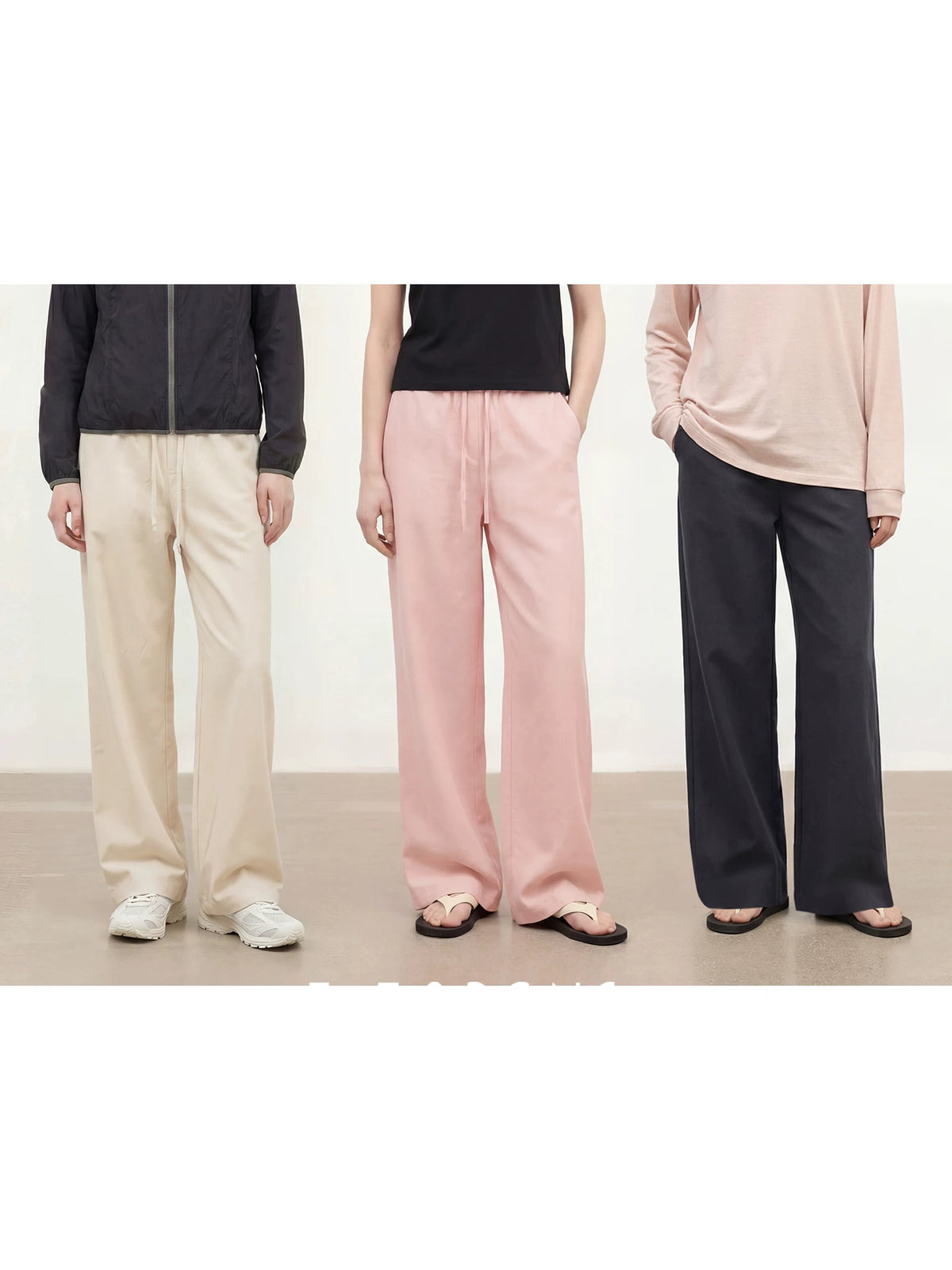 THESOONG/Quick-Dry Anti-Mosquito Pants Silk Modal One-Piece Cut Sun-Protective Wide-Leg Pants for Women Summer 8885
