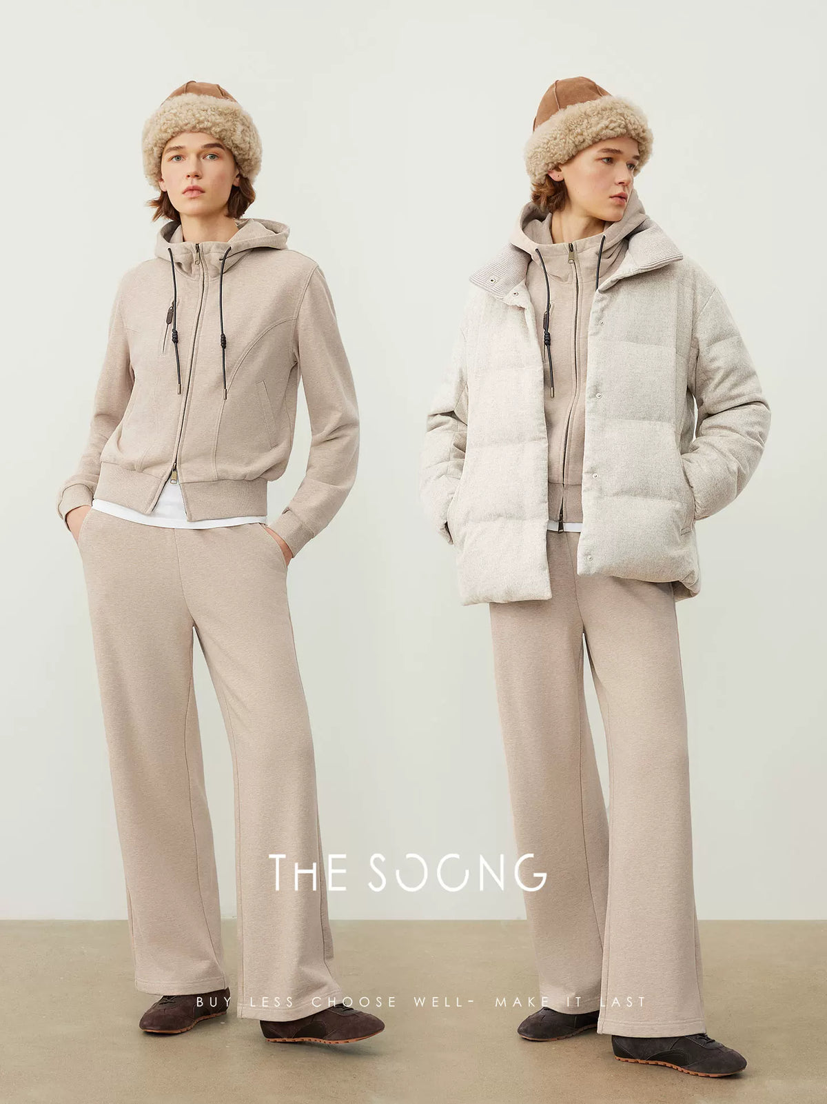 【Clearance 3】High-density Xinjiang pure cotton sweatshirt and sweatpants casual suit women hooded relaxed autumn 7669