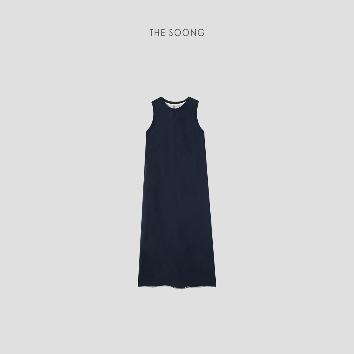 THESOONG / 280G cotton sleeveless vest dress for women, summer long straight slim-fit dress with slit HWQZ9328
