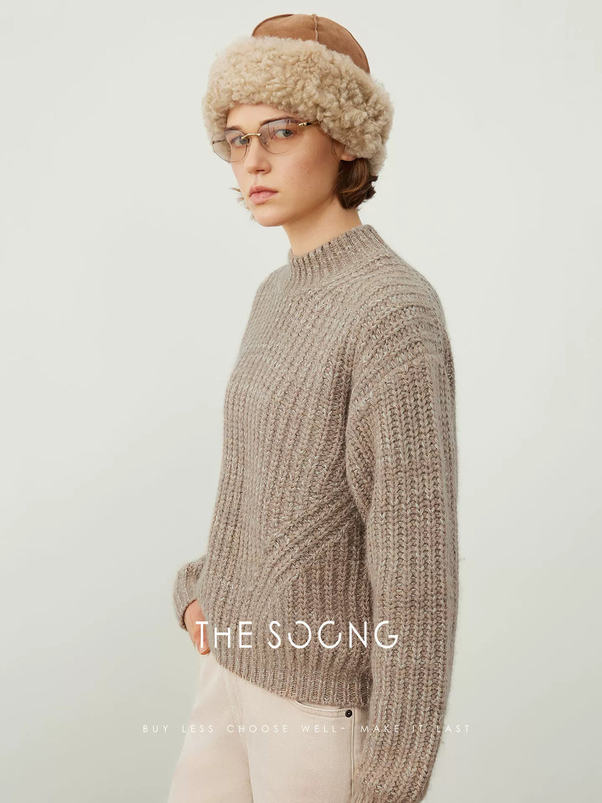 THESOONG/785g Heavyweight Autumn/Winter Knit Wool Sweater for Women, Long Sleeve Round Neck Retro 2025 HBMY7215