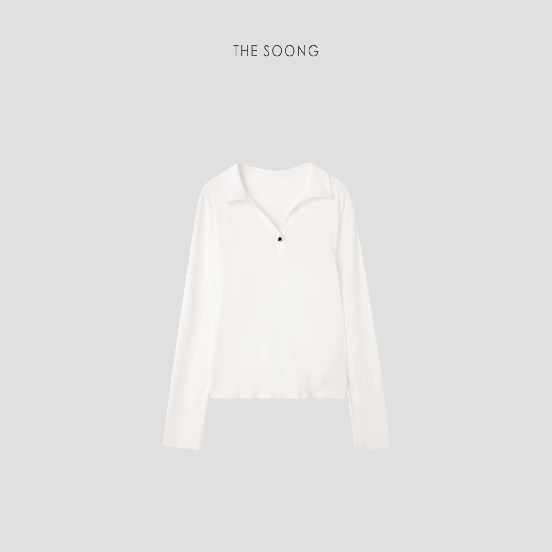 THESOONG / Classic 100% cotton breathable Henry shirt skin-feel long sleeve polo sweater for women 6347