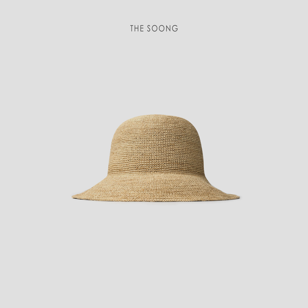 THESOONG/ Natural raffia summer sun hat purely handwoven retro holiday-style bucket hat
