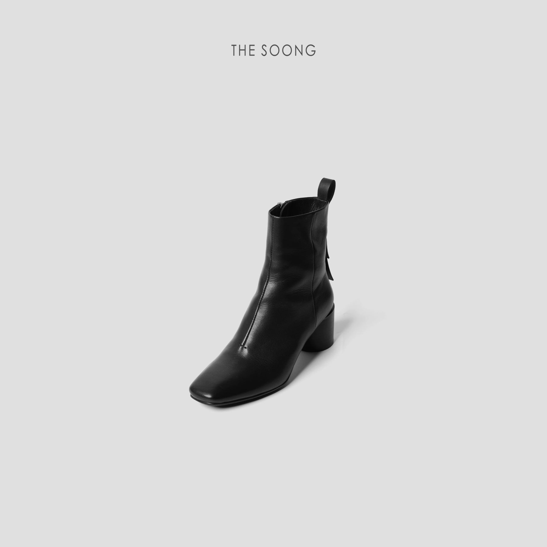 THESOONG/Crescent Boots Square-Toe Shiny Soft High-Heeled Ankle Boots 6452