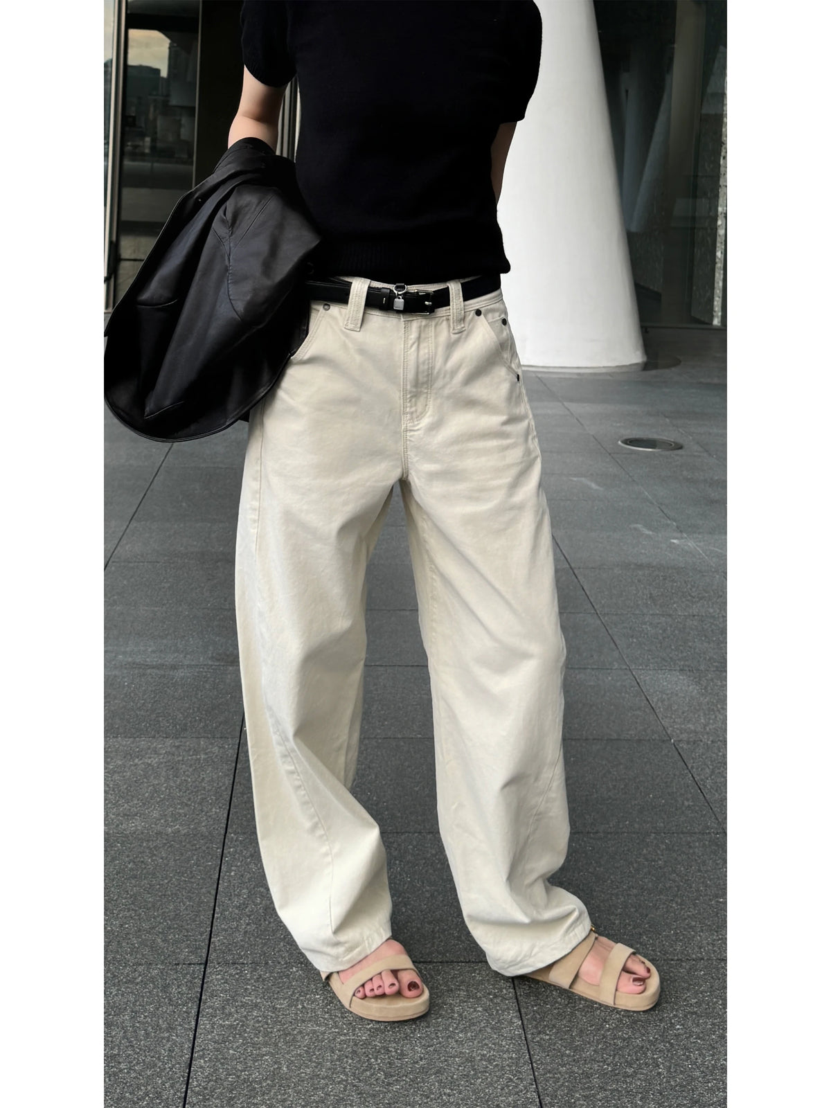 THESOONG/Coconut pants retro light workwear style nostalgic washed loose slimming jeans for women new in autumn