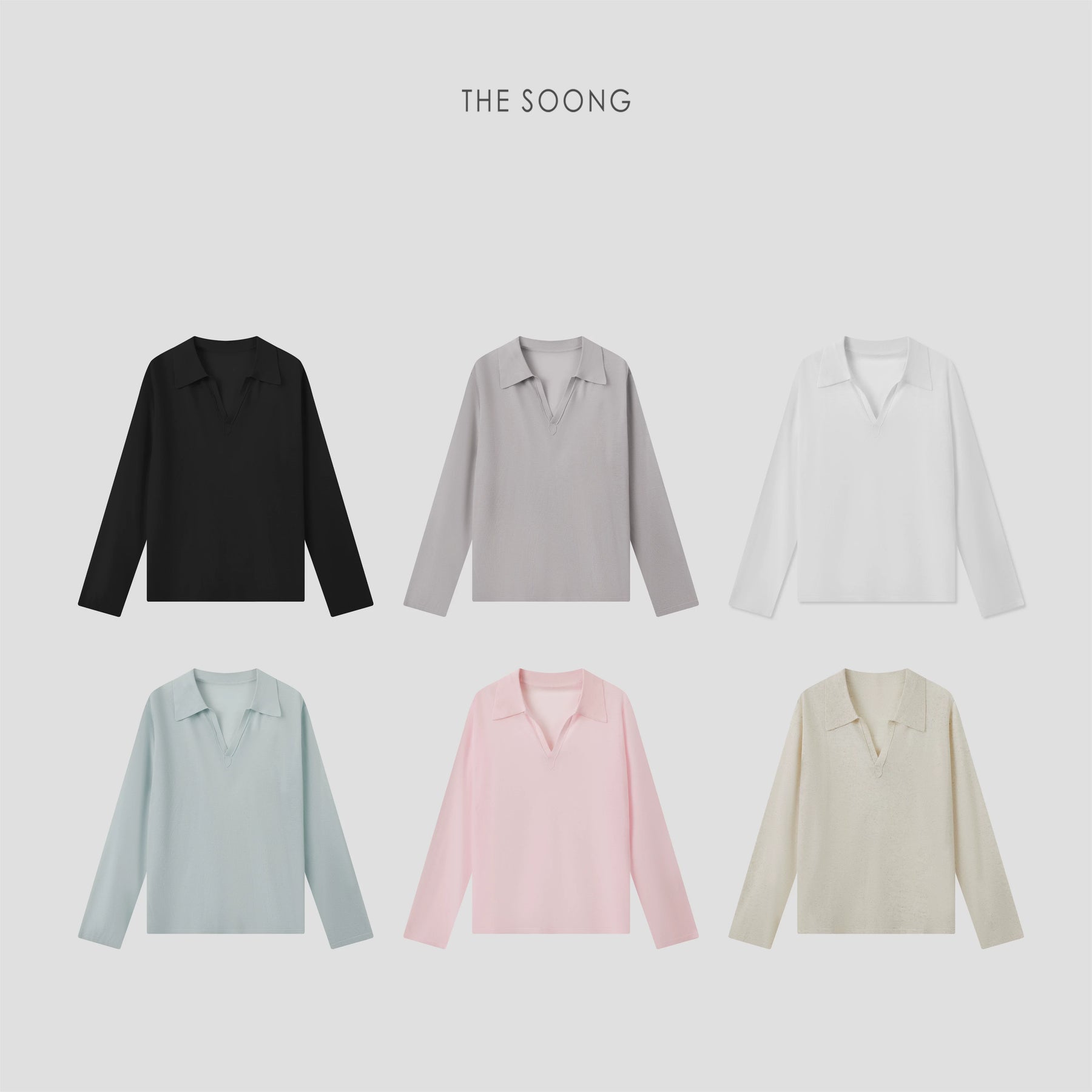 THESOONG/Icy Skin Thin and Sheer Flexible Fibrous Linen Blend Slightly See-Through Long-Sleeve Polo Shirt for Women 9045