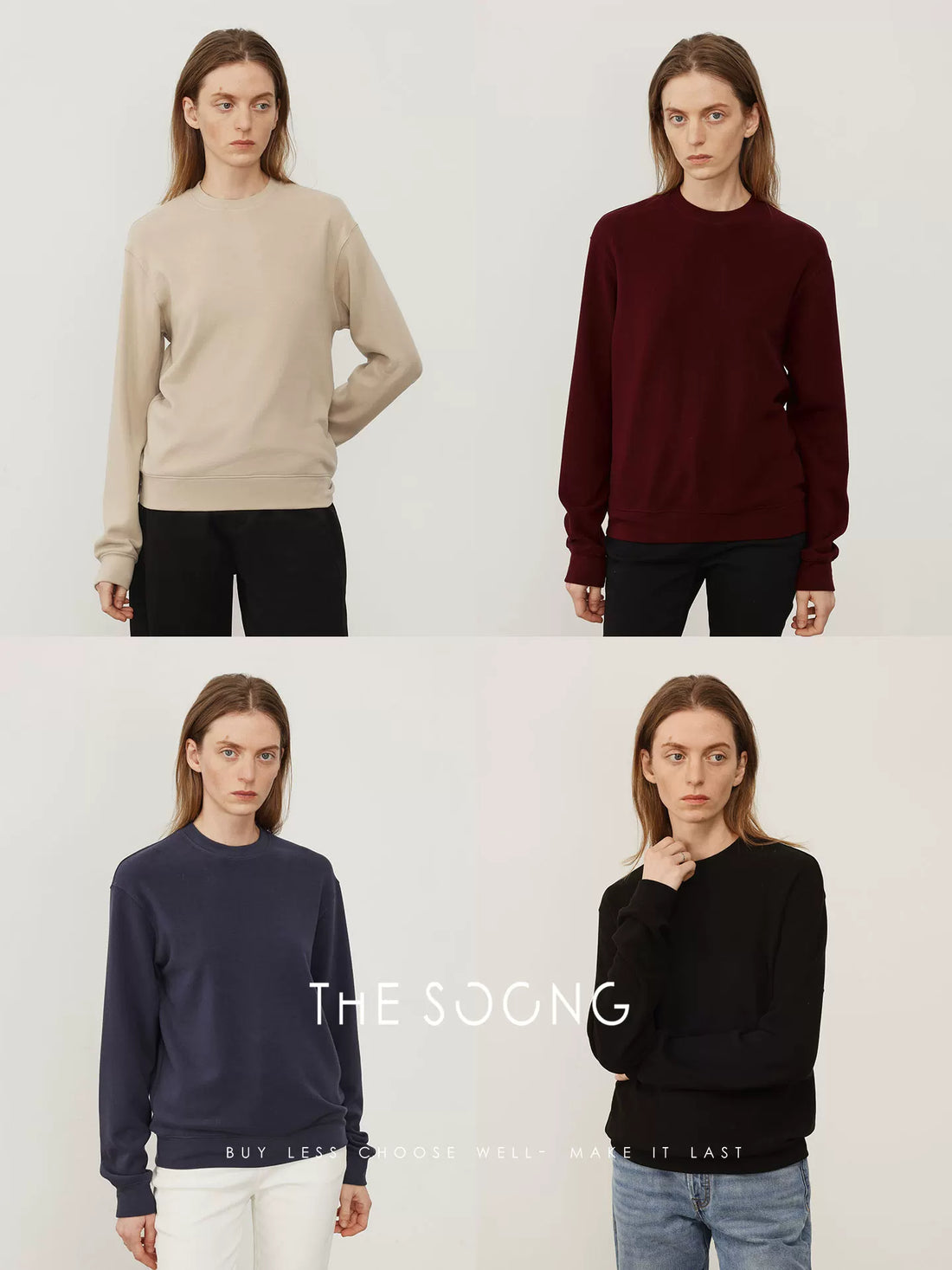 THESOONG/Autumn/Winter New Minimalist Style Tencel Wool Blend Round Neck Casual Pullover Sweatshirt for Women 8245