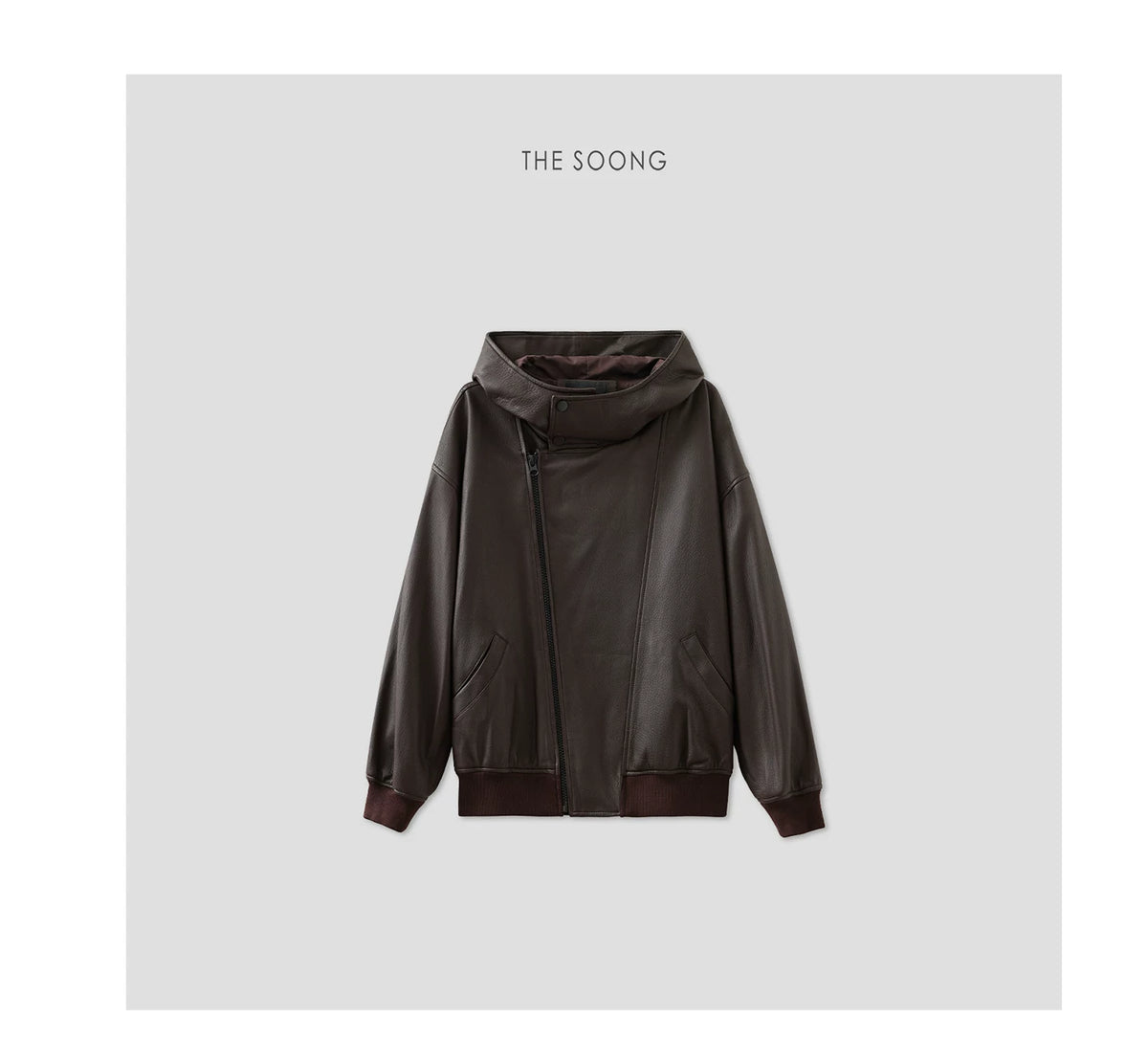 THESOONG/Turkish Imported 100% Sheepskin, Ultra-Light Fleshy Bubble Leather Hooded Leather Jacket 7673