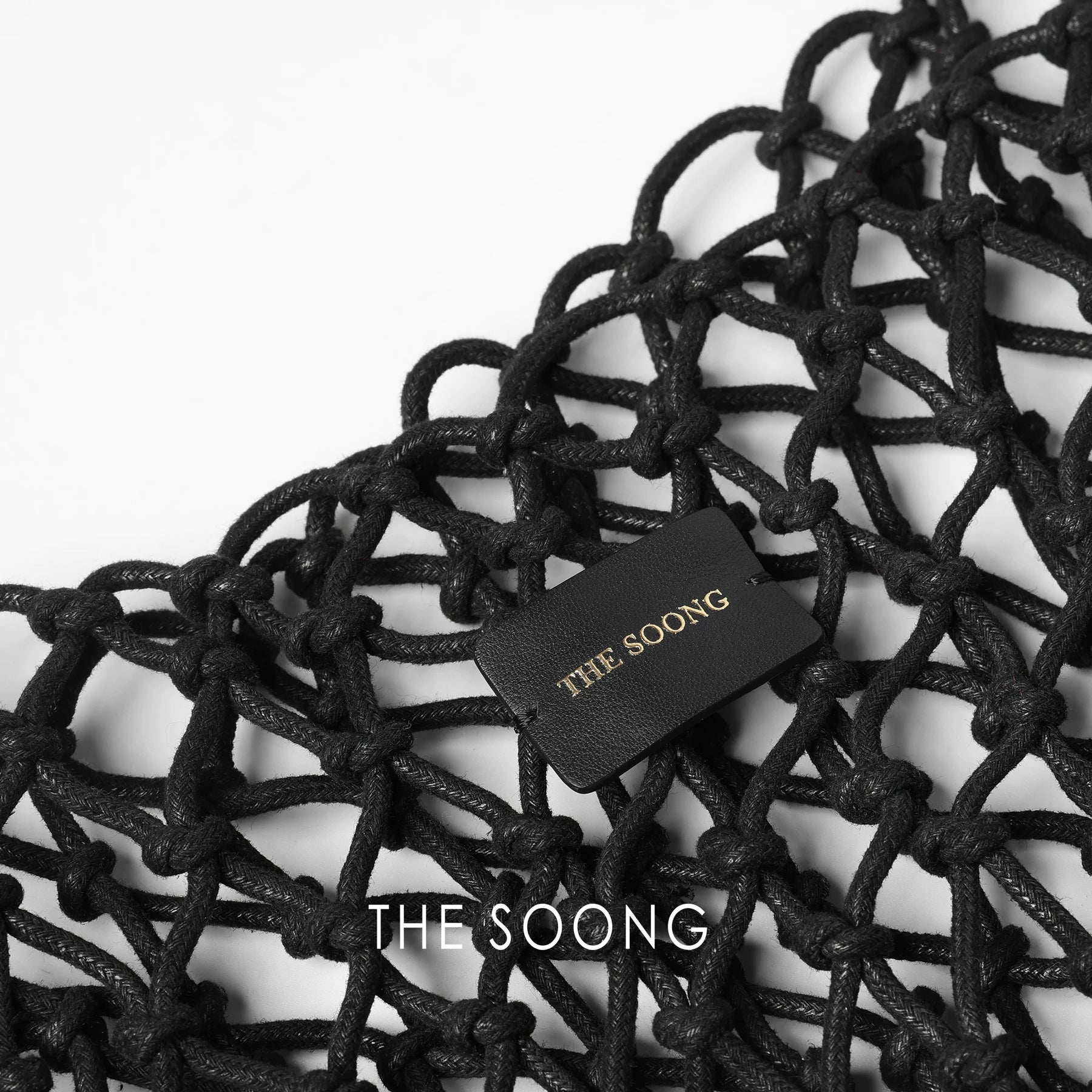 THESOONG/Basket Pure Handmade Top-Grain Cowhide Knotted Woven Hollow Single Compartment Net Bag 6807