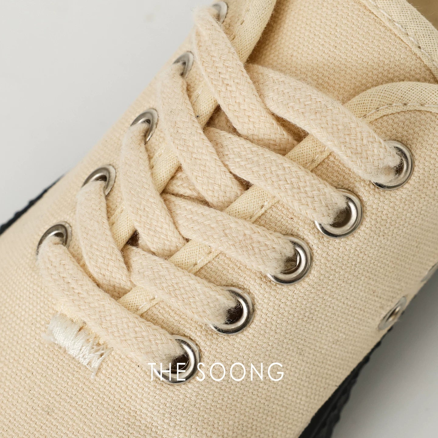THESOONG/Distressed denim shoes contrasting versatile flat dad shoes round toe canvas shoes for women 7626