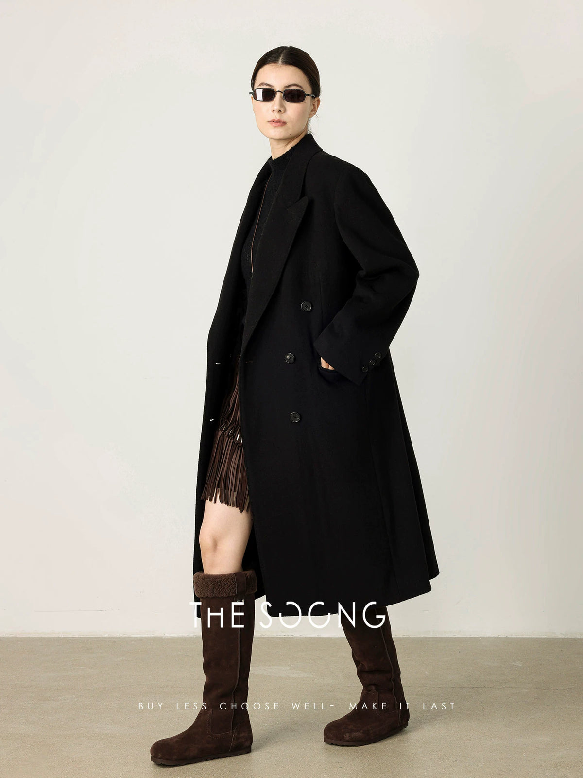 THESOONG/Autumn/Winter Classic Double-Breasted Cashmere Wool High-End Coat Jacket for Women 7281