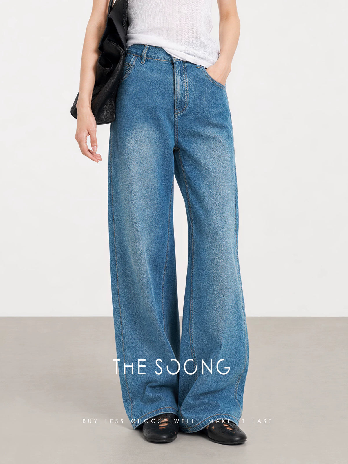 THESOONG/Blue Tone Denim High-Stretch Vest, Mid-Waist Jeans 6915/6976