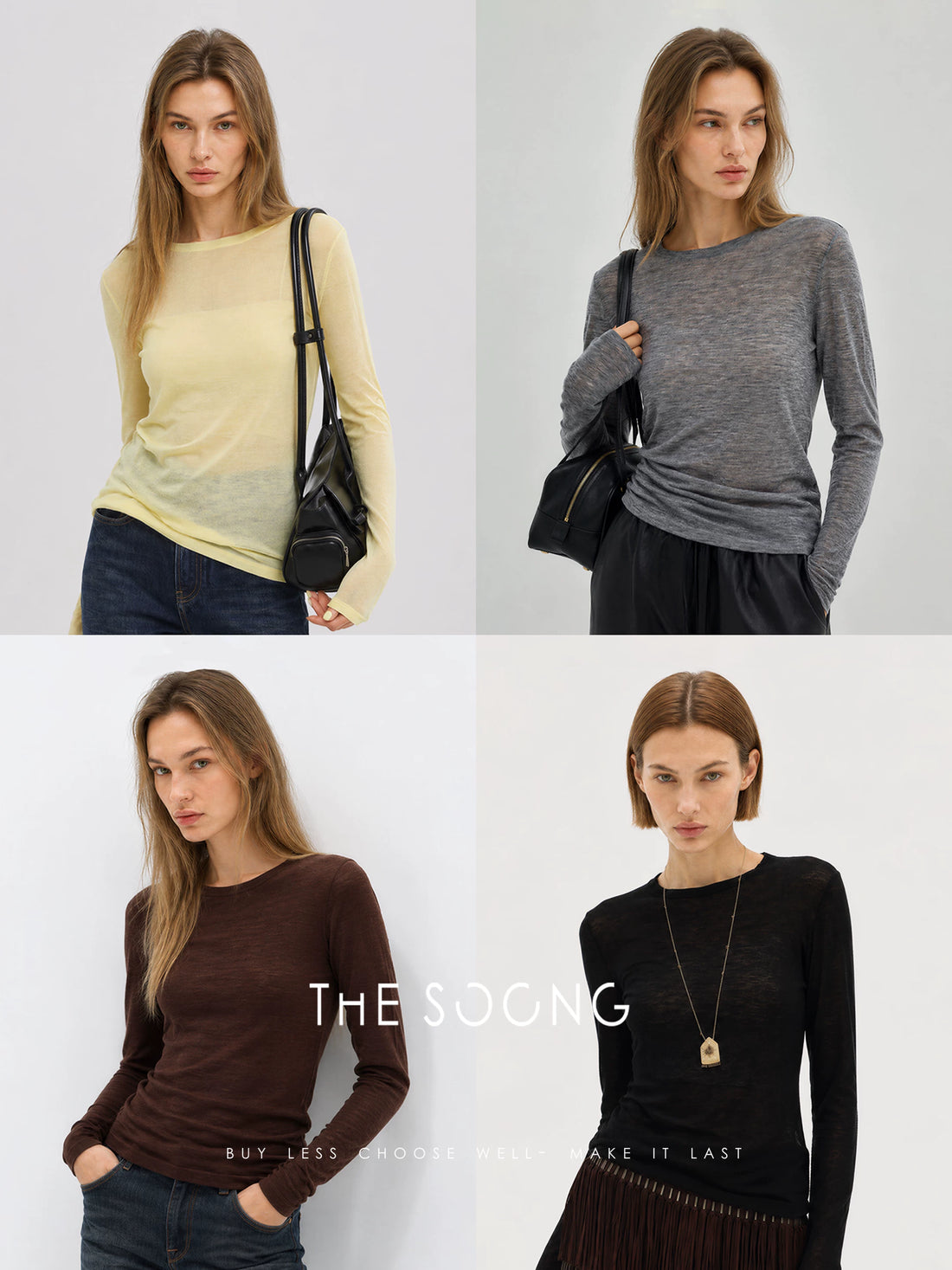 THESOONG/Simple Quality Sweater 80-Count Water-Soluble Wool Three-Strand Blended Soft Glutinous Skin-Friendly Long Sleeve Sweater for Women 9487