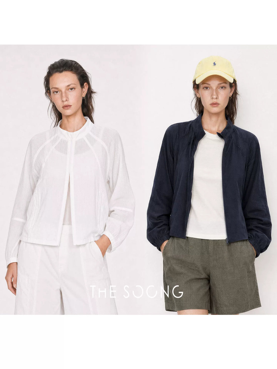THESOONG/Clear Slimming Summer Thin Tencel Ramie Breathable Stand Collar Slim Sun-Protective Jacket for Women 9125