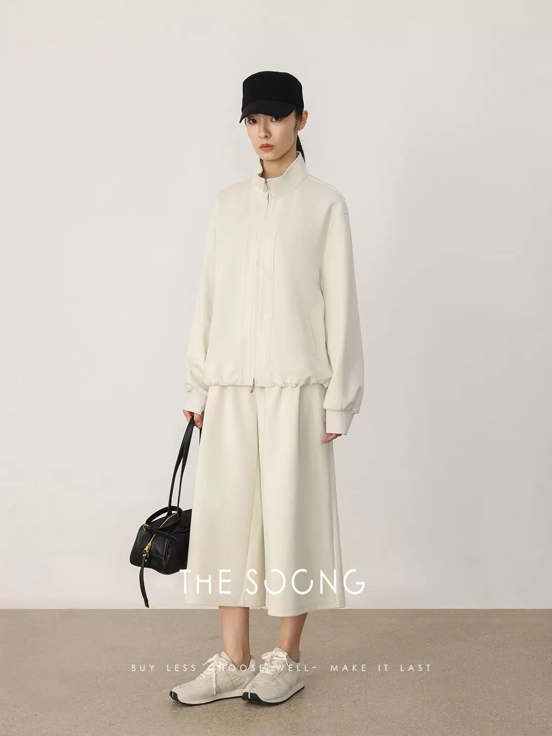 THESOONG / Stiff and Non-Collapsing Double-Weave Raglan Sleeve Shaped Casual Sweatshirt Set 8190/8113
