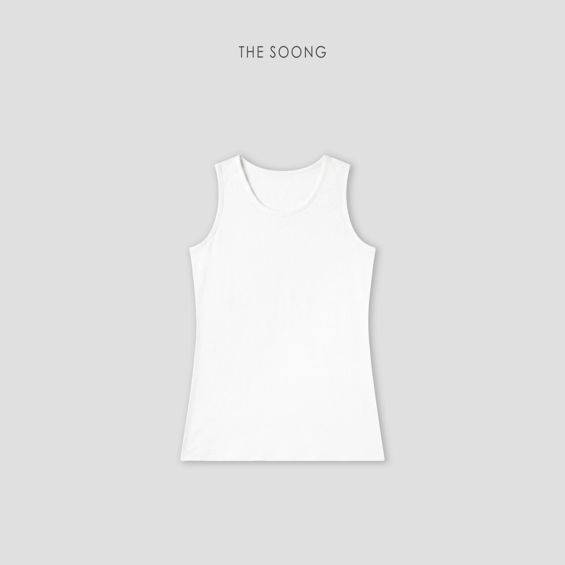 THESOONG/Basic Versatile Summer 100% Cotton Wide Shoulder Strap Crew Neck Slim Fit Tank Top for Women 8592