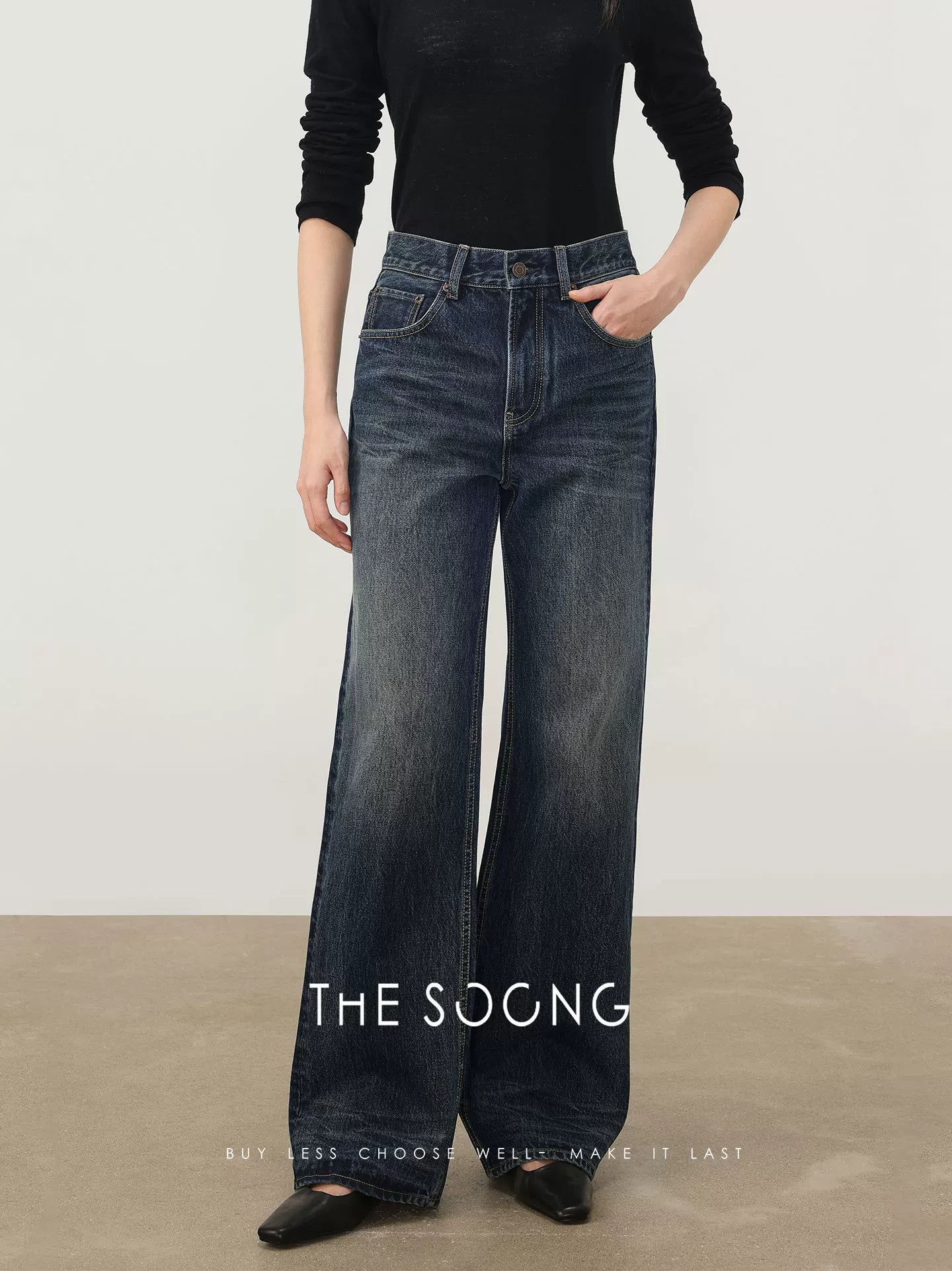 THESOONG/Cloud Catwhisker Spring BB Classic Straight-Leg Jeans for Women, Vintage Wide-Leg Slimming Long Pants 8255