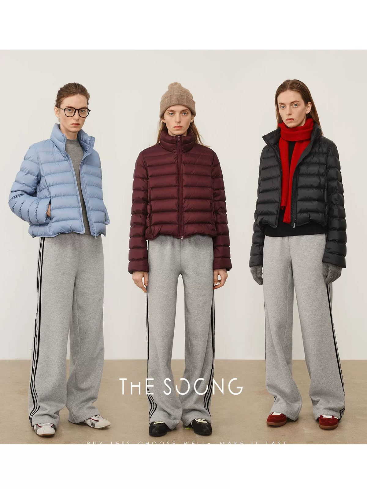 THESOONG / School Uniform Pants Fleece-lined Thick Comfortable Slim Side Stripes Adjustable Cuffed Casual Pants Women 8210