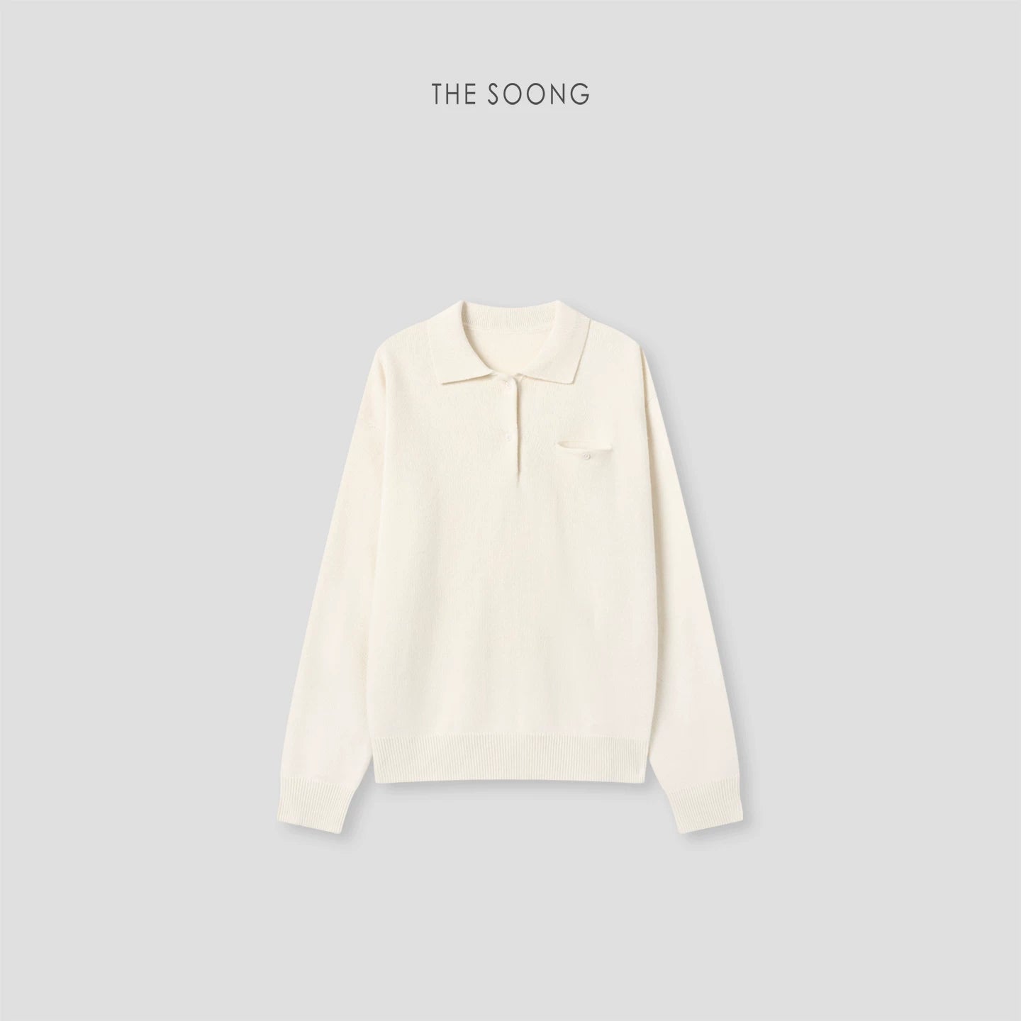 THESOONG Soft and Cozy Thin 100% Wool Single-Sided Knit Knit Collar Sweater 8043
