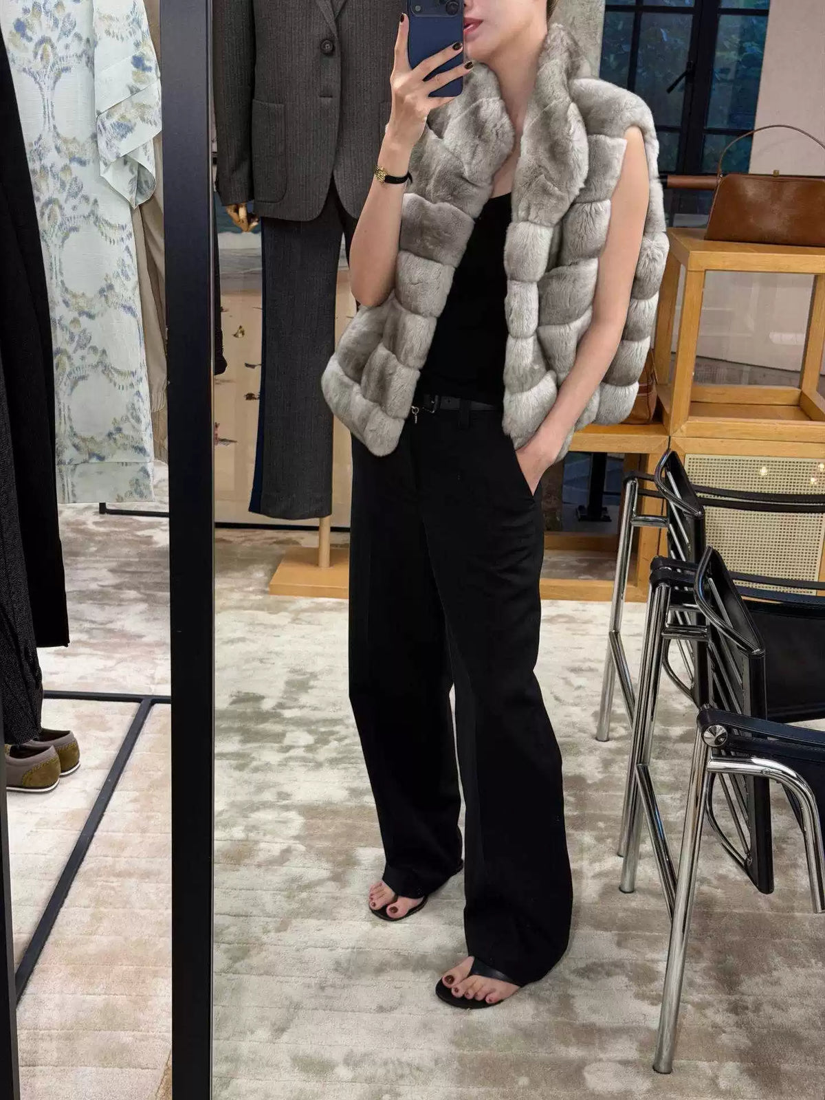 THESOONG/ Grade 3 100% Rex rabbit hair classic high-quality plush lightweight warm fur vest 9560