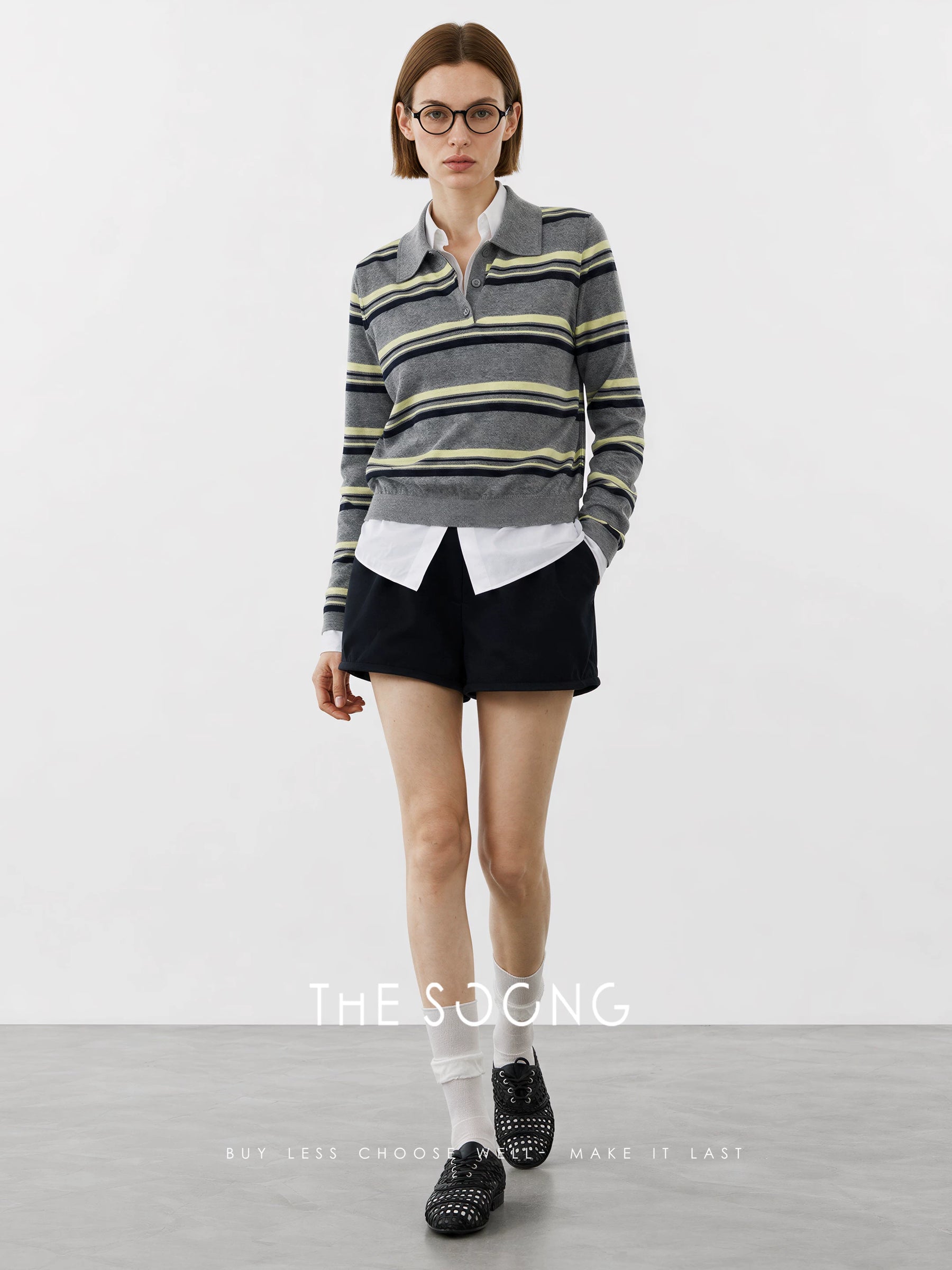 THESOONG / Twisted Pants Wool Blend High-waist Suit Shorts for Women A-line Slim Casual Shorts 9181