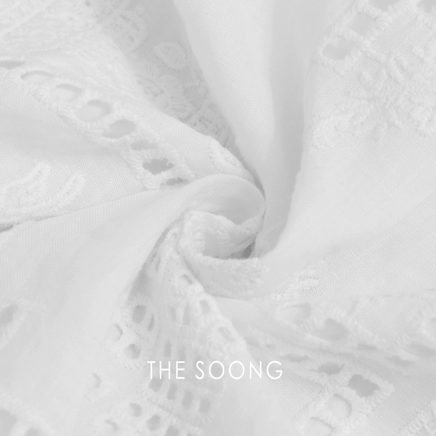 THESOONG/Free Breathing Summer 100% Ramie Lightweight Woven Lace-Trim Elastic Waist Skirt 8629