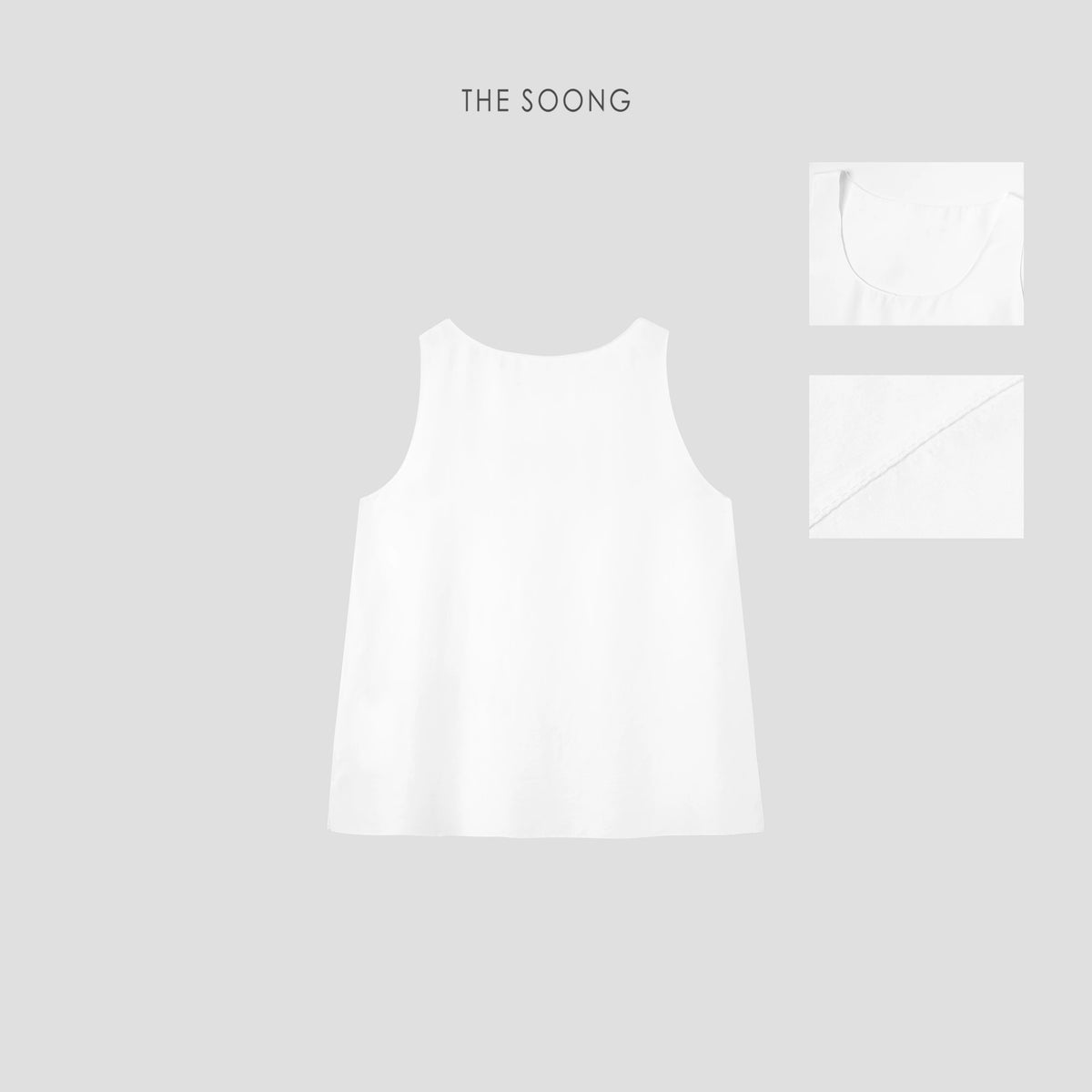 THESOONG/Whitespace Aesthetic 100% Mulberry Silk Ultra-Light Soft Crew Neck Women’s Tank Top 7169