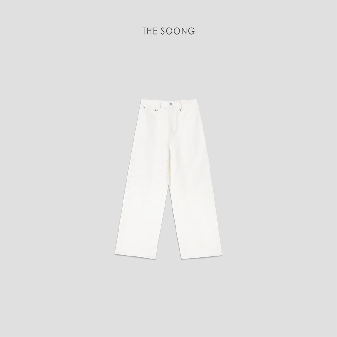 THESOONG/“Fresh White Tone” mid-rise versatile leg-lengthening loose straight-leg jeans 8478