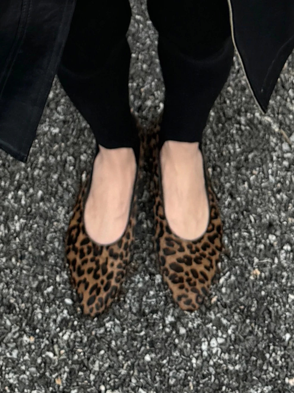 THESOONG / Leopard Print Shoes New Calfskin Original Leopard Texture Genuine Fur Leopard Flats for Women 9532
