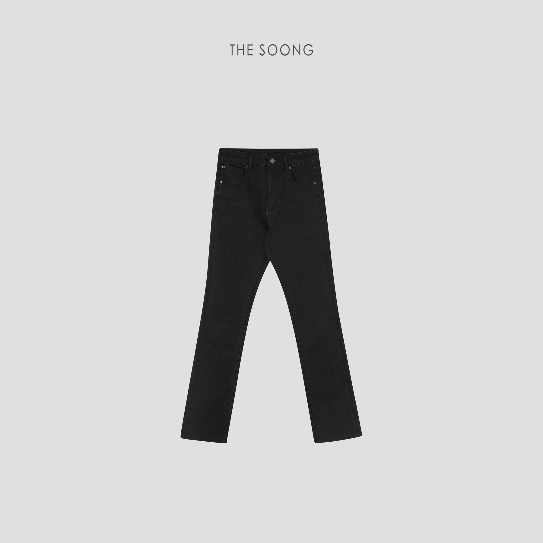 THESOONG/Black long straight slimming jeans for women, autumn versatile stretchy pants enhancing leg shape, slight flare skinny bootcut