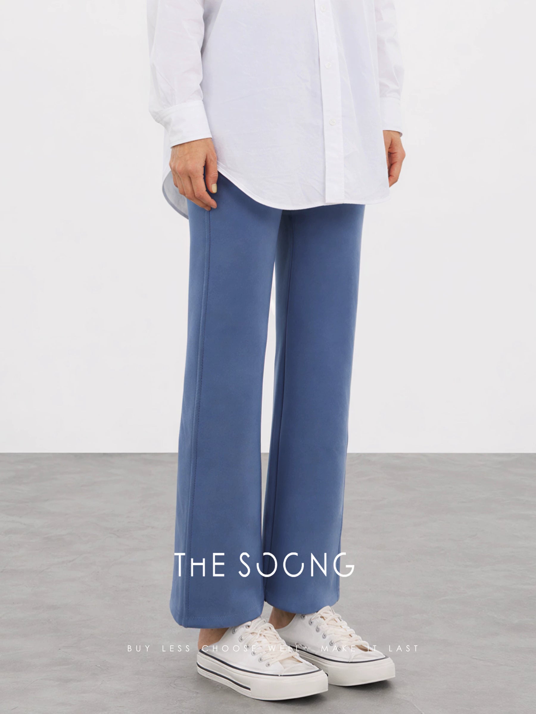 THESOONG/cloud elastic pants, multi-fiber blended comfortable elastic waist loose straight casual pants for women 9307