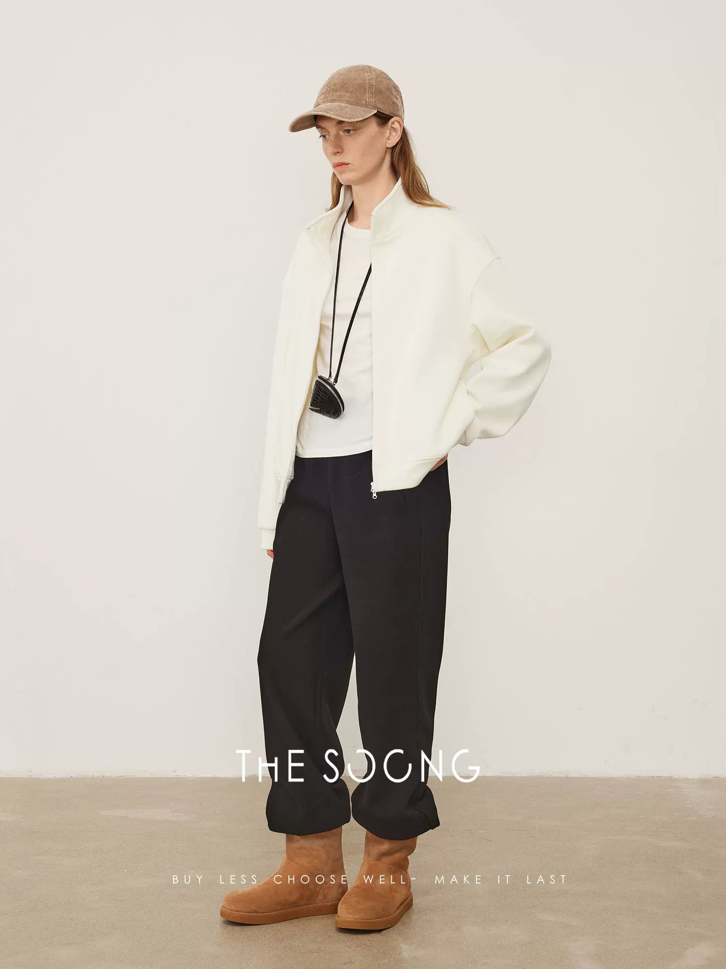 THESOONG/Minimalist Moment Autumn Winter New Classic Soft Yuanbao Knit Integrated Fleece Stand Collar Jacket 8036