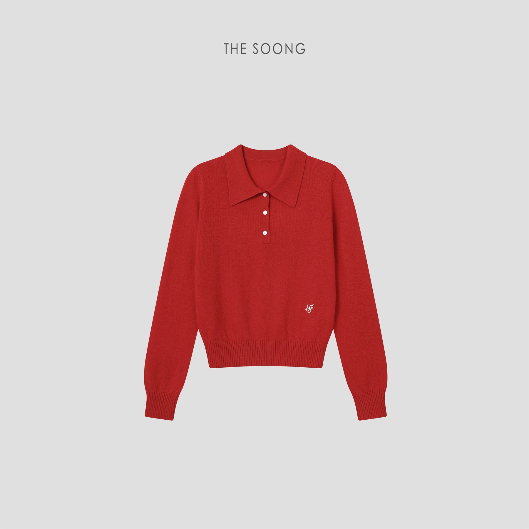 THESOONG/Warm Time Autumn and Winter 100% Cashmere Embroidered Polo Collar Women’s Sweater 9233