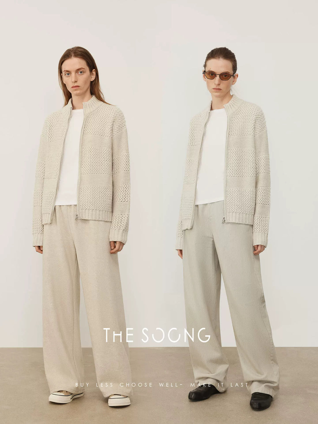 THESOONG/Visual Luxury Feel, Multiple Needle Interwoven Delicate Texture Round Neck Wool Sweater Jacket, Women 7982