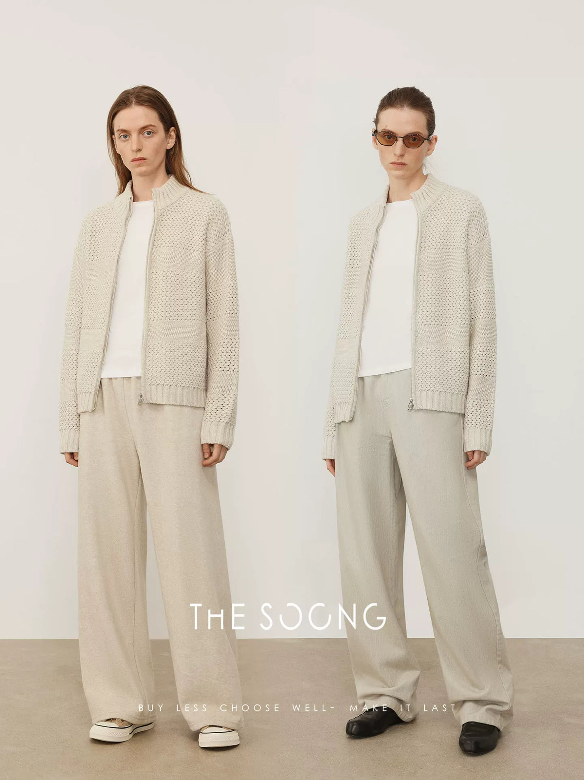 THESOONG/Visual Luxury Feel, Multiple Needle Interwoven Delicate Texture Round Neck Wool Sweater Jacket, Women 7982