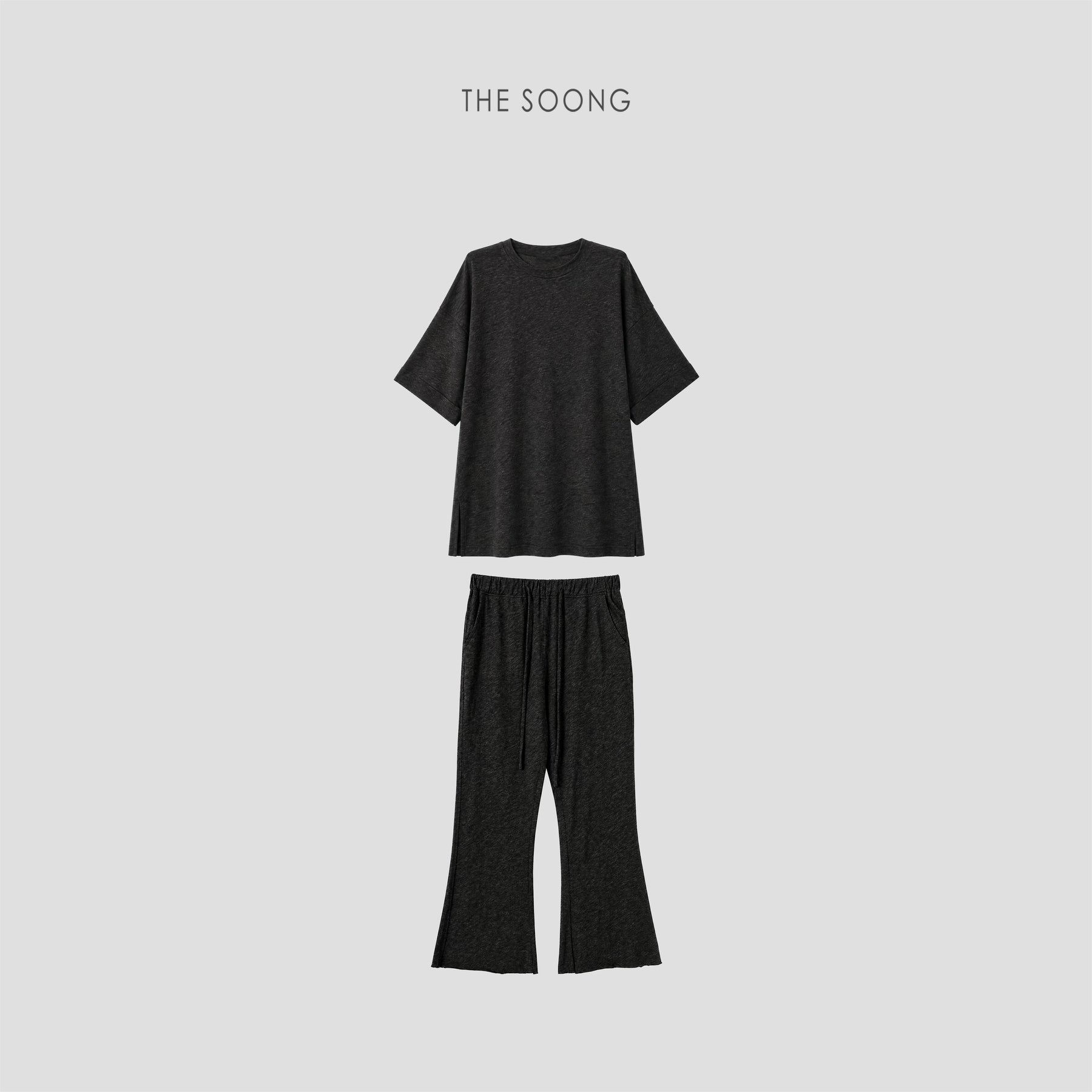 THESOONG/Knit Set Flower Yarn Cotton Blend Comfortable Skin-friendly Women's Short Sleeve Eight-point Pants Casual Set Summer