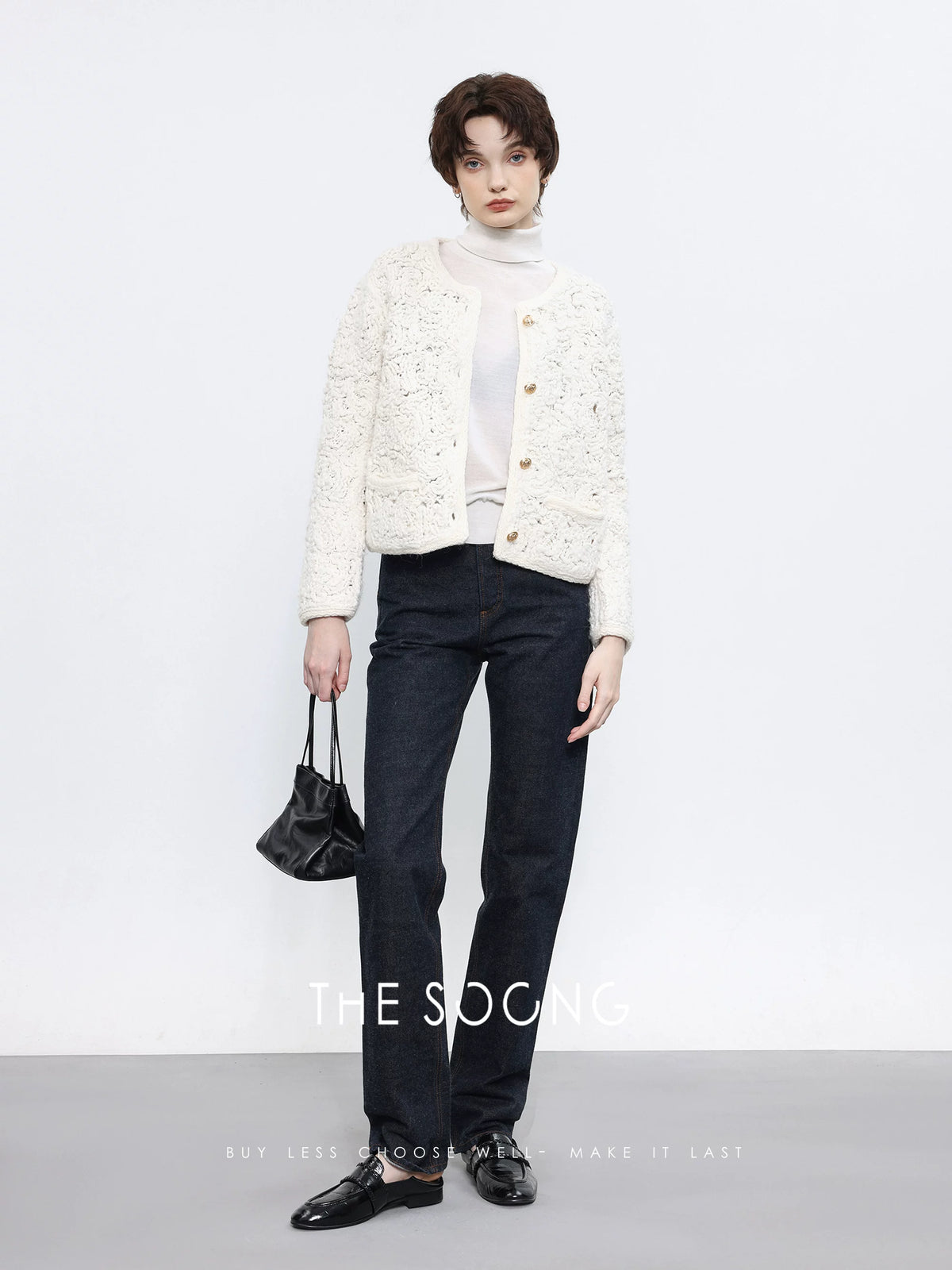 【Clearance Sale of Discontinued Sizes】980g Hand-spun Icelandic Wool Vintage-style Rope Embroidered Spring Women's Long-sleeve BMY222956